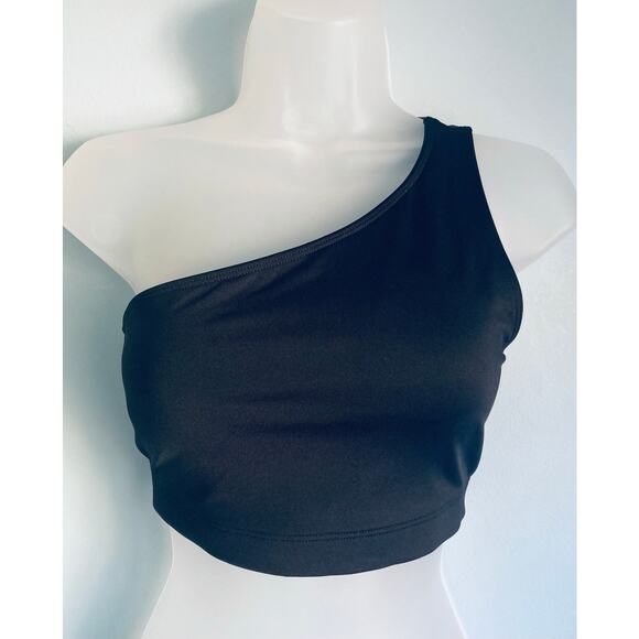 Victoria's Secret PINK Sport Bra Medium Black One Shoulder NWOT - Picture 1 of 4